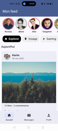 Réseau social Instagram like pour une startup.