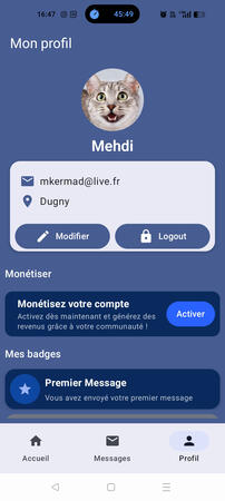 Réseau social Instagram like pour une startup.